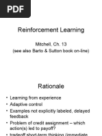 Reinforcement Learning: Mitchell, Ch. 13 (See Also Barto & Sutton Book On-Line)