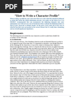 How To Write A Character Profile