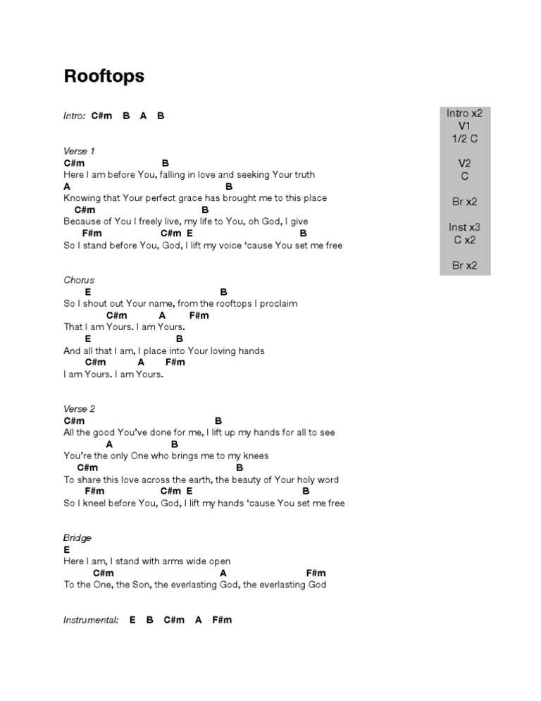 Rooftops Jesus Culture Piano Sheet Music Best Music Sheet