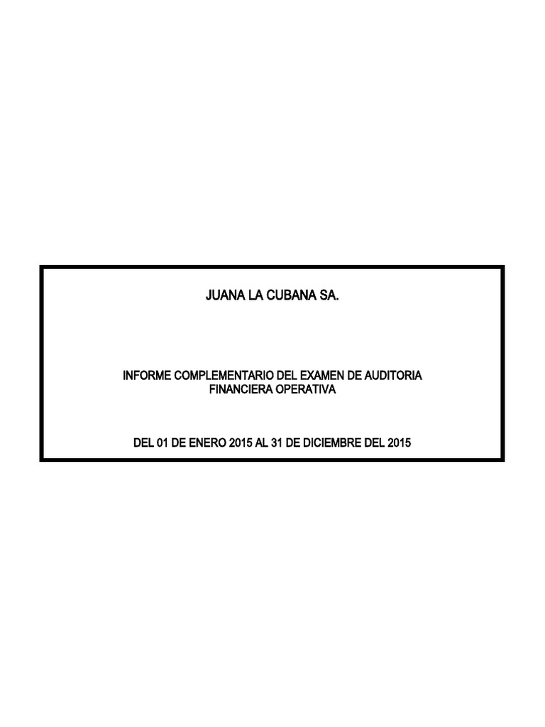 Informe de Auditoría Financiera 2015 | PDF | Contabilidad | Bancos