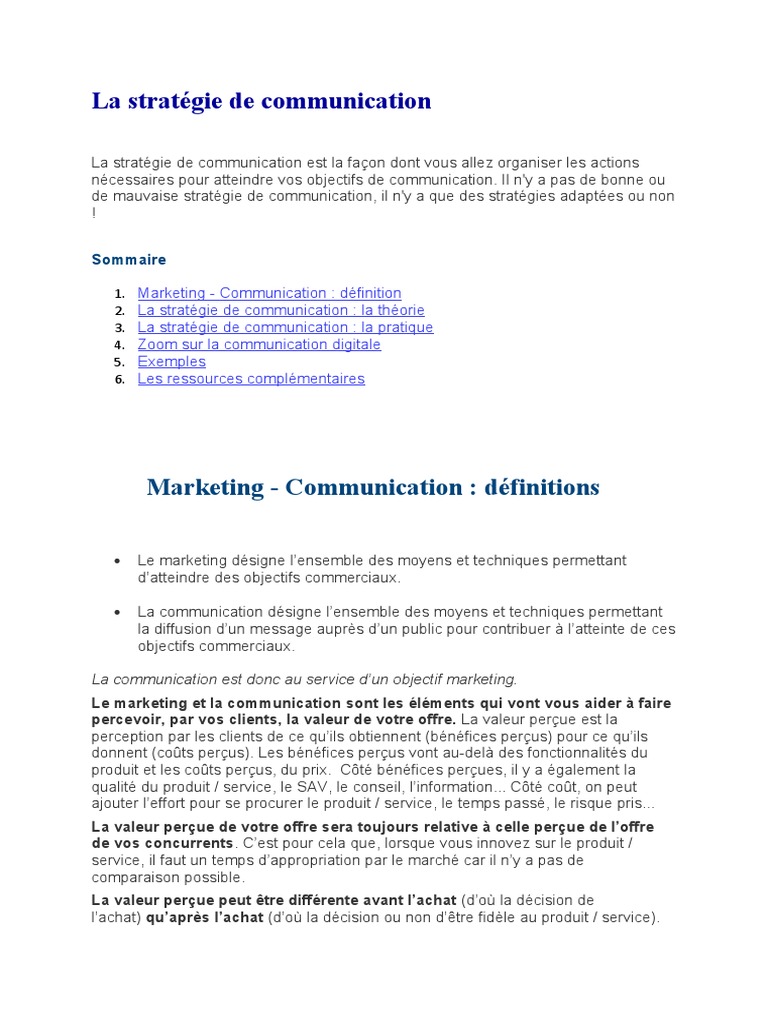 Stratégie de Communication Efficace | PDF | Promotion (marketing ...