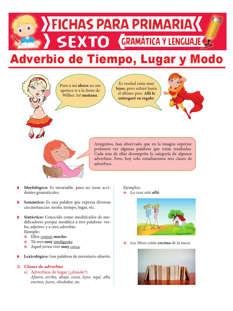 Adverbios: Tiempo, Lugar y Modo | PDF | Adverbio | Morfología Lingüística