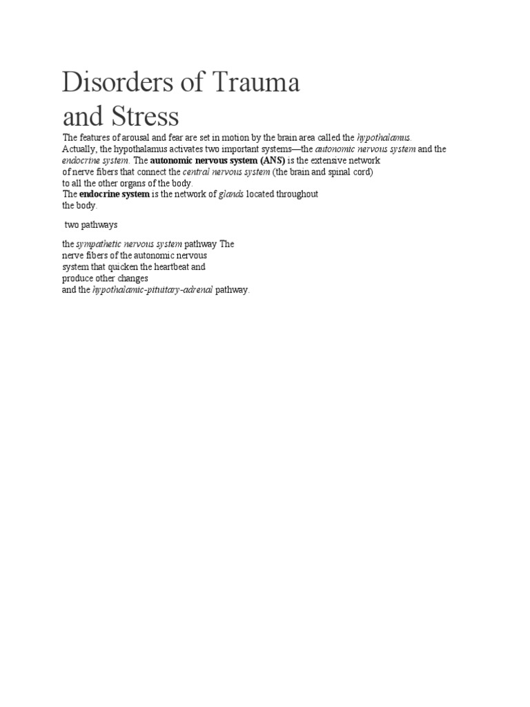 Understanding Trauma and Stress Disorders | PDF