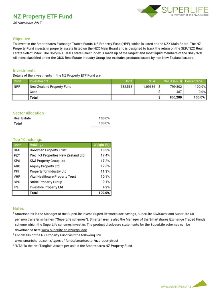 NZ Property ETF Portfolio PDF Exchange Traded Fund Financial Markets