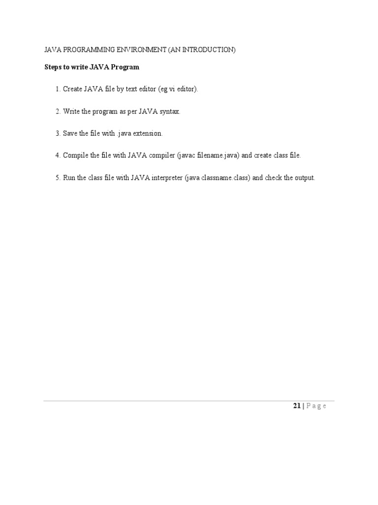 Steps To Write JAVA Program: Java Programming Environment (An ...