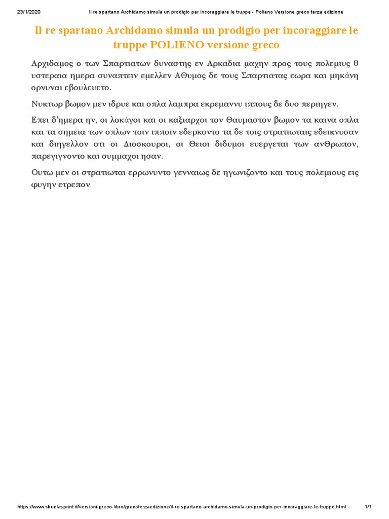 Il Re Spartano Archidamo Simula Un Prodigio Per Incoraggiare Le Truppe