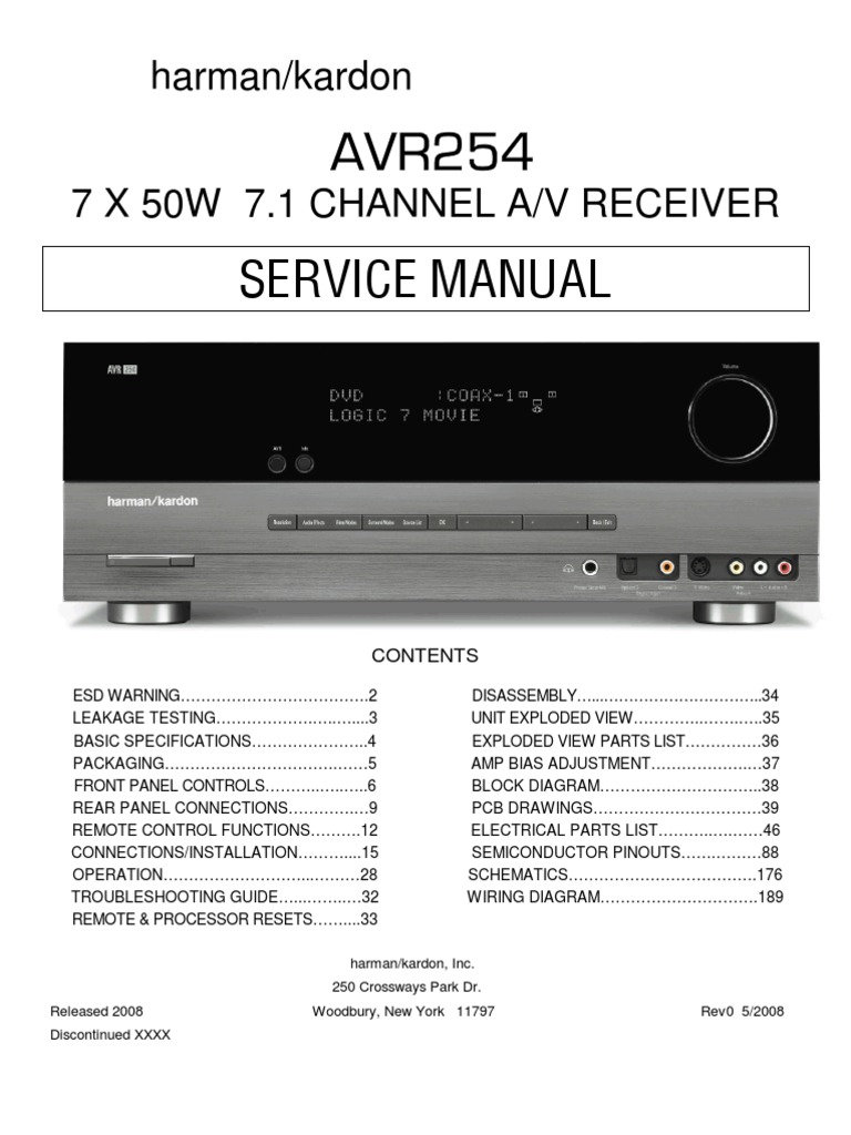Harman/Kardon AVR 254 service manual] | Video | Hdmi
