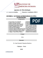 Informe Nº6 - Grupo10a - Actividad Antimicrobiana in Vitro - Antibiograma - Microbiología Práctica.