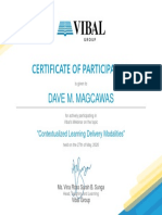 Certificate of Participation: Dave M. Magcawas