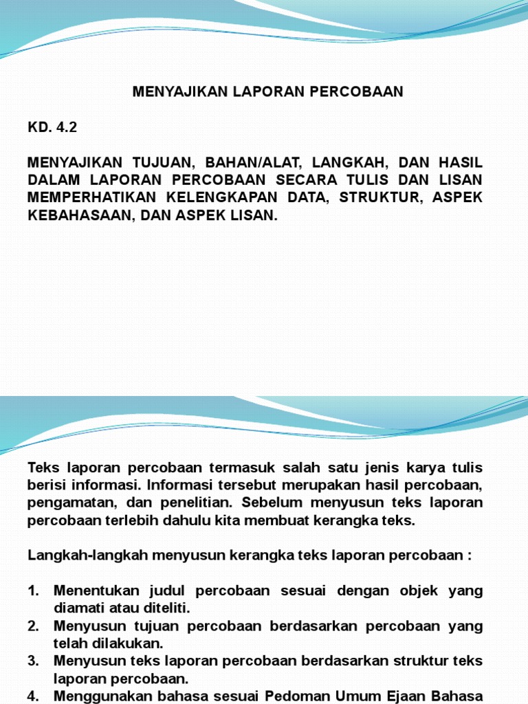 Menyajikan Laporan Percobaan