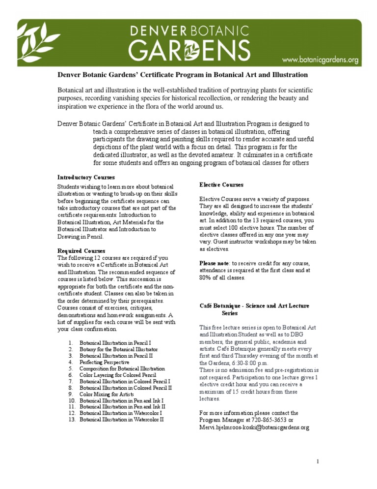 General Information for submitting the portfolio for Denver Botanic