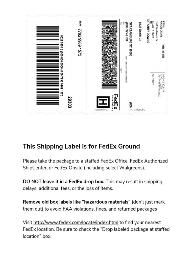 FedEx Ground Shipping Label Instructions | PDF