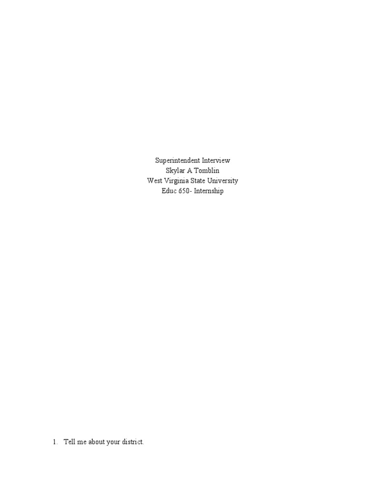 Superintendent Interview Pdf Schools Interview