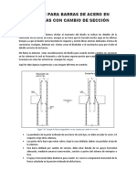 Detalle para Batrras de Acero en Columnas Con Cambio de Seccion