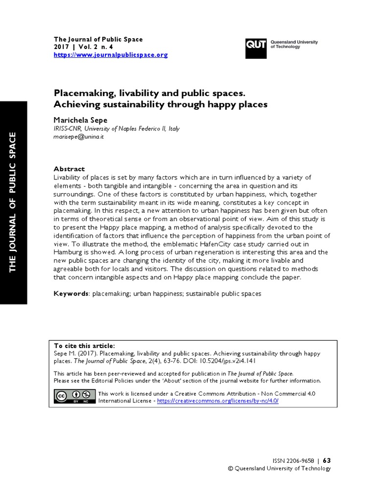 Placemaking Livability and Public Spaces Achieving | PDF