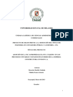 Adopción de La Nic 16 Propiedad, Planta y Equipo en Los Procesos Contables y Estados Financieros de La Empresa Constructora Covigon C.A.