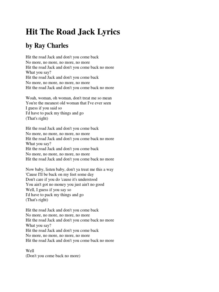 Hit The Road Jack Lyrics
