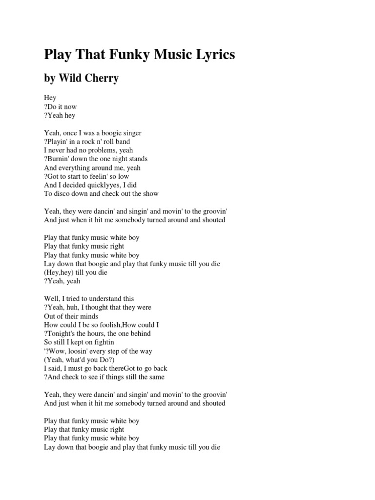 Play That Funky Music Lyrics PDF PDF