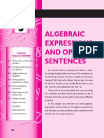 Algebraic Expressions and Open Sentences: Hapter Able of Ontents