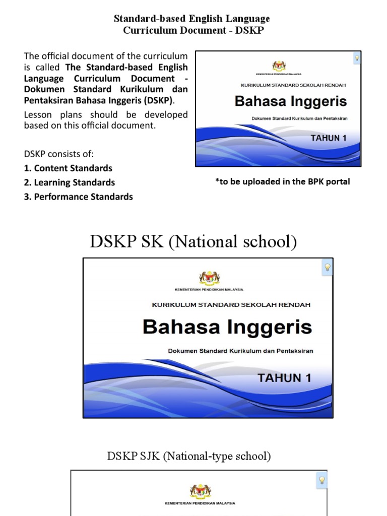 StandardBased English Language Curriculum Document DSKP PDF