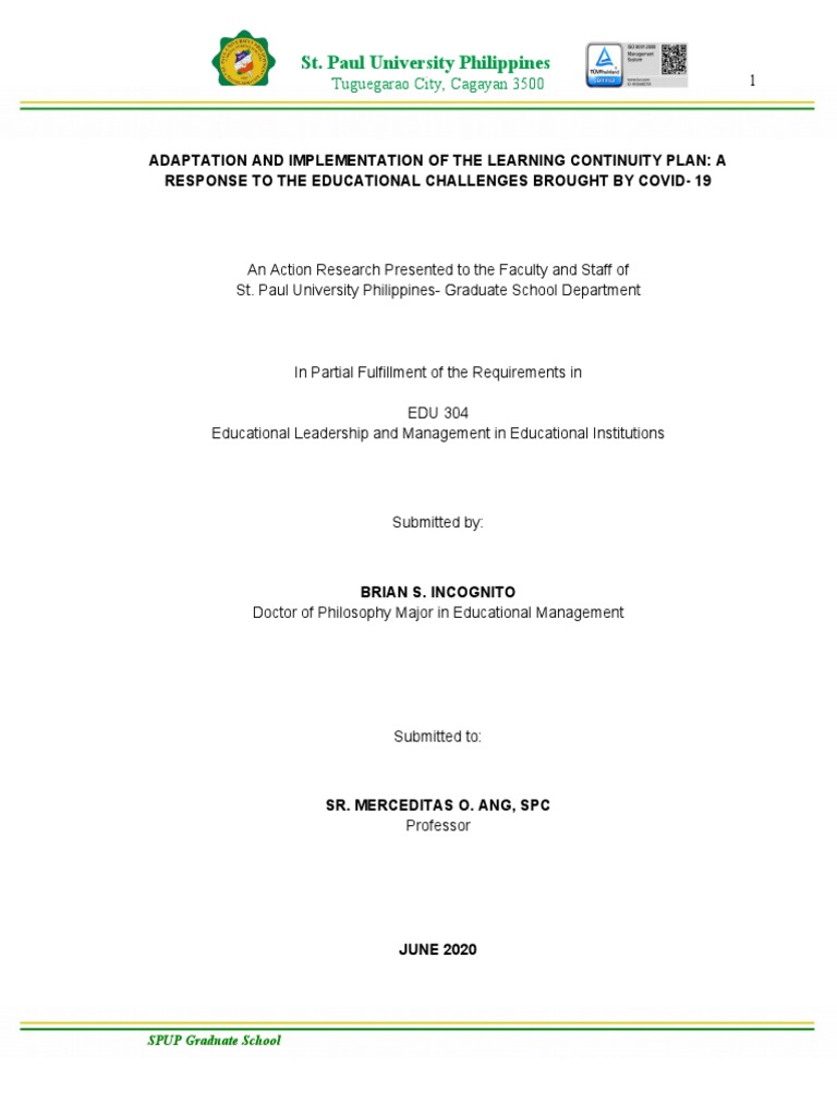Learning Continuity Plan Amid COVID-19 | PDF | Teachers | Learning