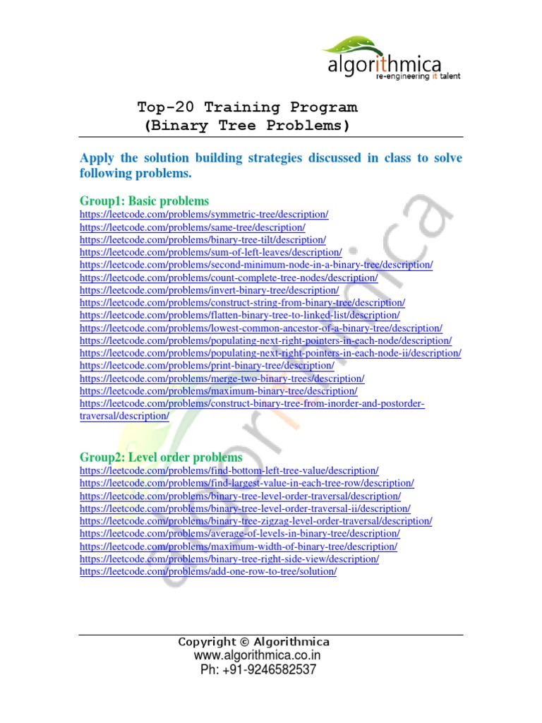 7 Binary Tree Problems Pdf Computer Data Mathematical Logic