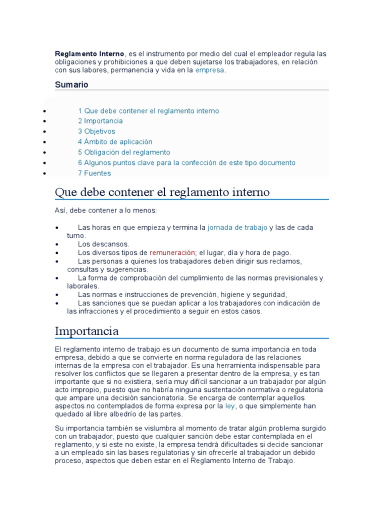 Reglamento Interno de Trabajo: Guía Esencial | PDF | Regulación ...