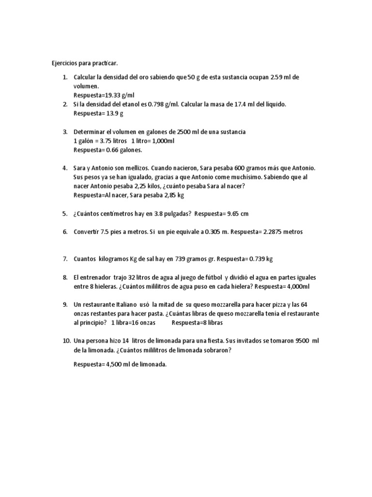 Cuantas Onzas Hay En Un Litro Practicar | PDF