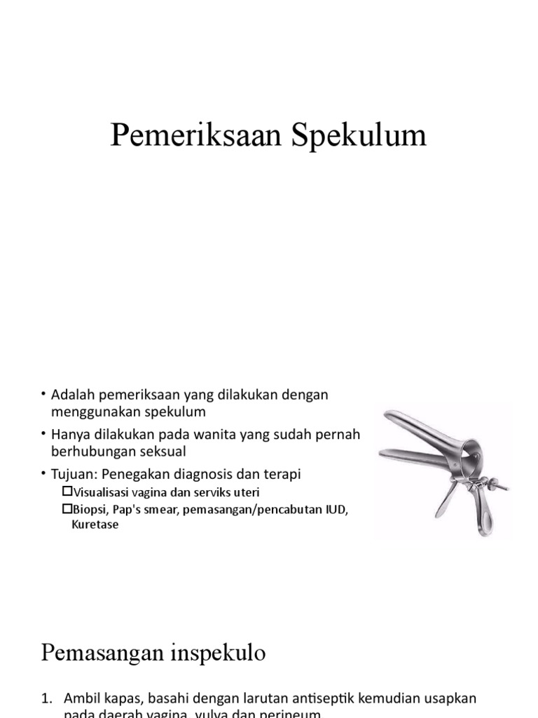 Pemeriksaan Spekulum pada Wanita | PDF | Ilmu Sosial | Sains & Matematika