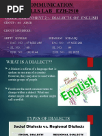 Communication Skills Lab Ezh-2910: Home Assignment 2:-Dialects of English