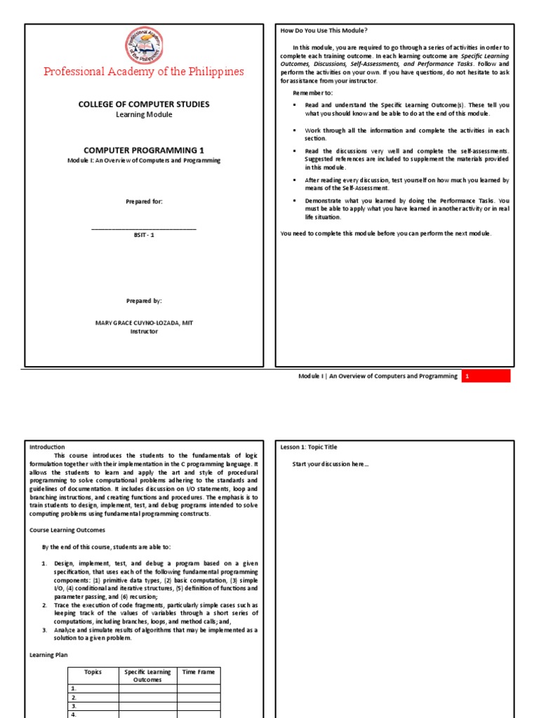 Modified Module Template For College SHS | PDF | Subroutine | Computer ...