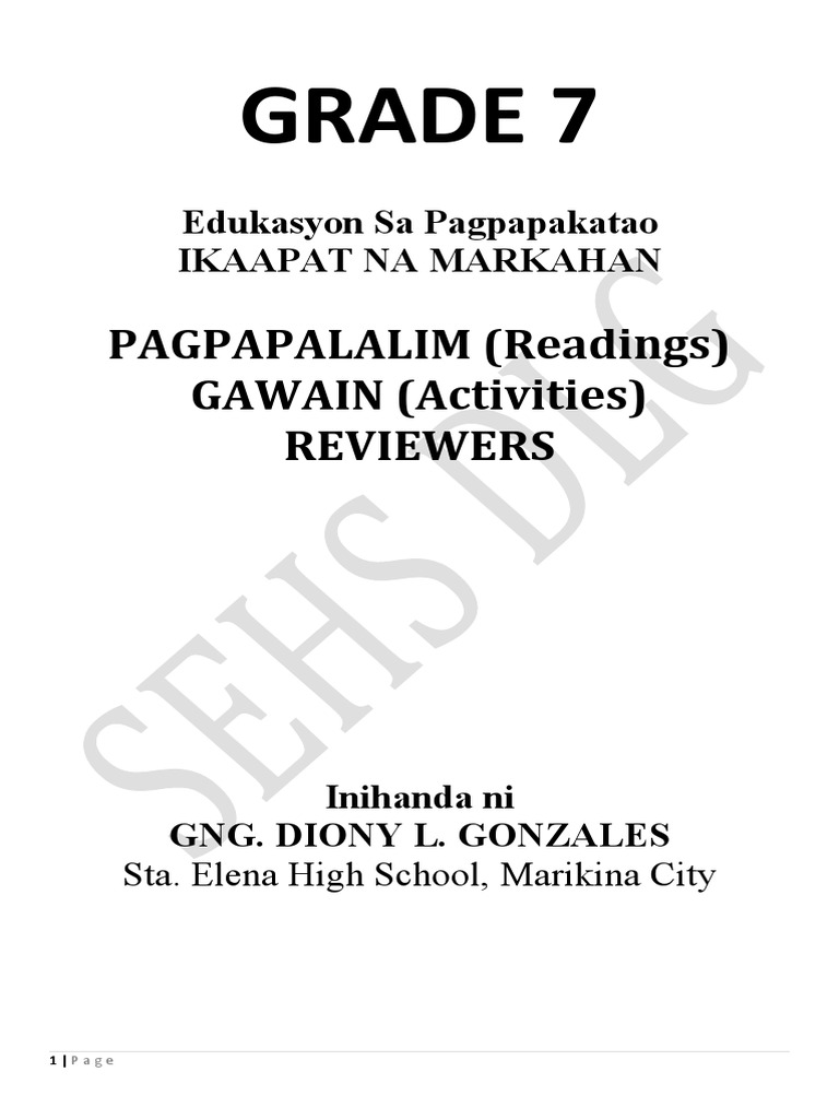 GRADE 7 Handouts | PDF