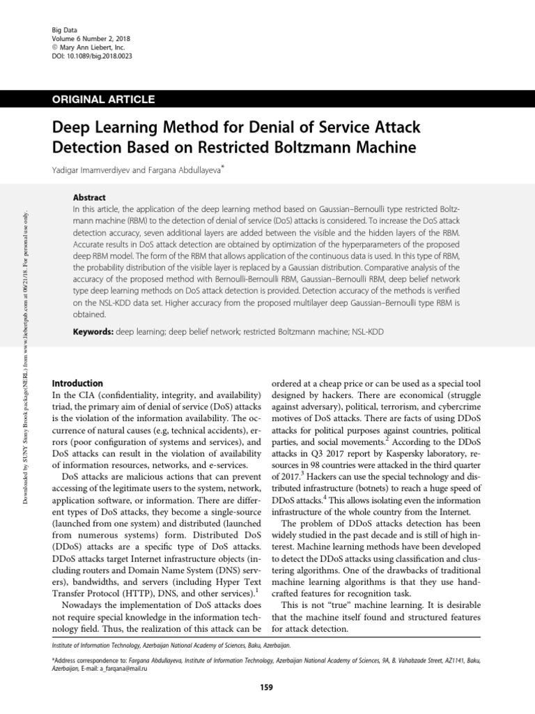 Deep Learning Method For Denial of Service Attack Detection Based On ...