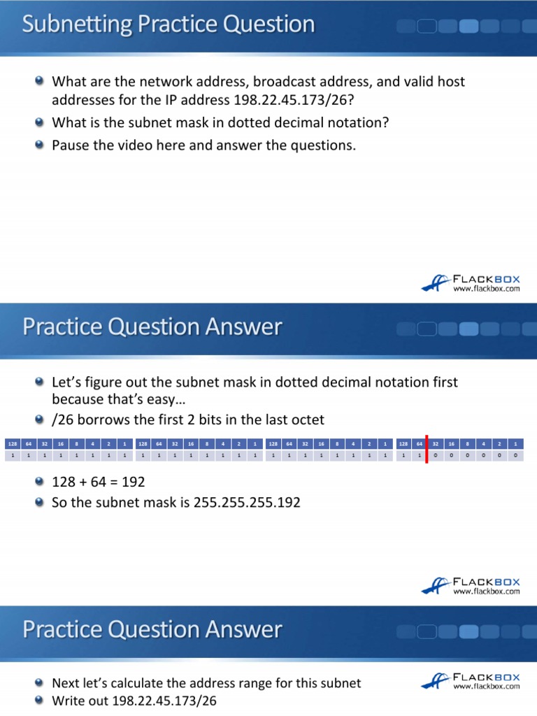 08-05 Subnetting Practice Question | PDF
