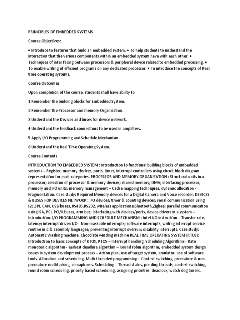 Priniciples of Embedded Systems | PDF | Embedded System | Input/Output