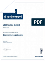 Certificate of achievement in cybersecurity