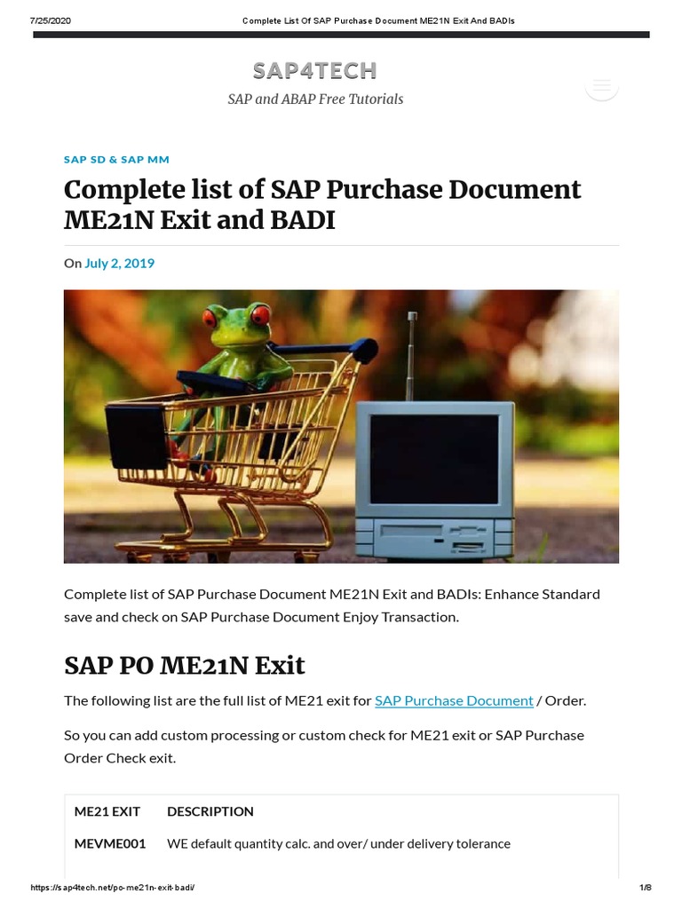 Me23n - Exits PDF | PDF | Sap Se | Invoice