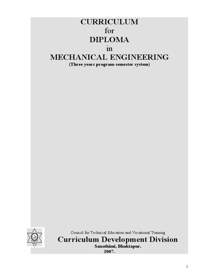 Diploma in Mechanical Engineering Curriculum | PDF | Trigonometric ...
