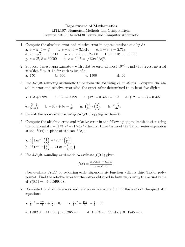 Analysis of RoundOff Errors and Numerical Approximations in Solving