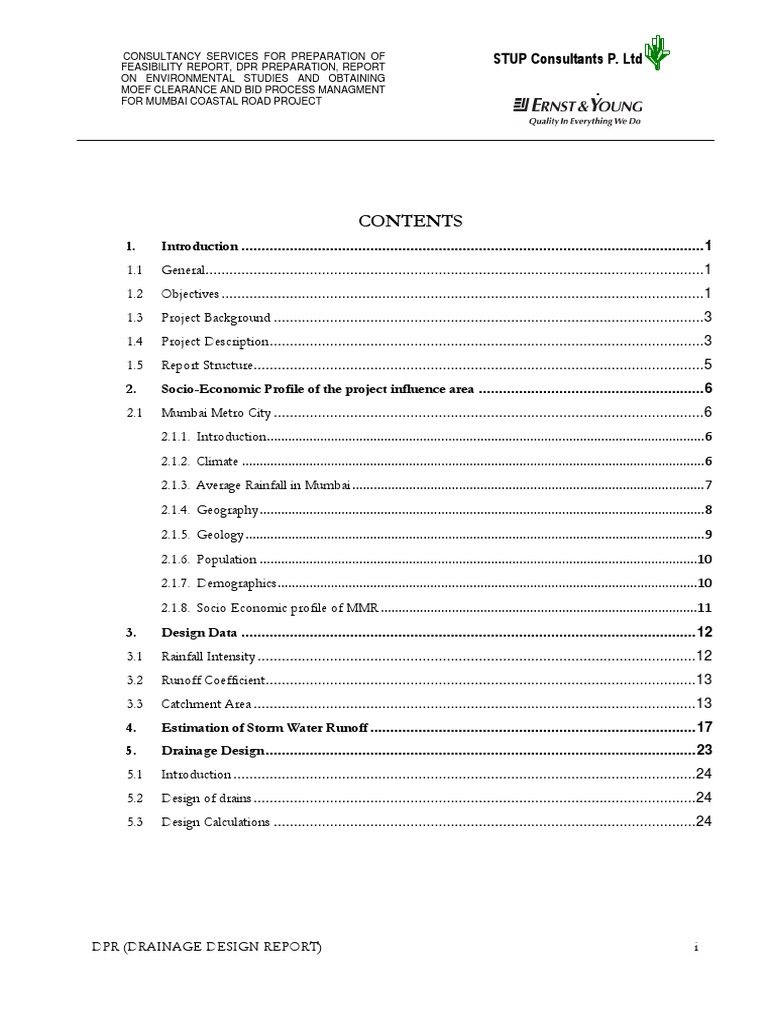Mumbai Coastal Road DPR & Drainage Design | PDF | Drainage Basin | Mumbai