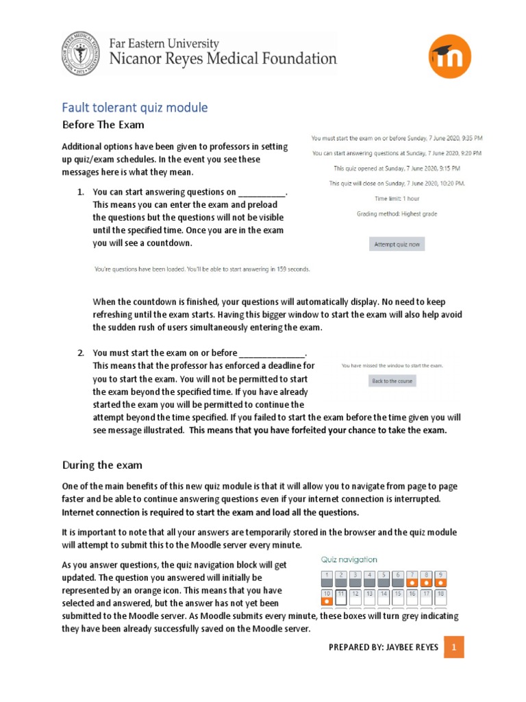 Fault Tolerant Quiz Module Before The Exam World Wide Web Internet Web