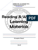 Reading & Writing: Learning Materials