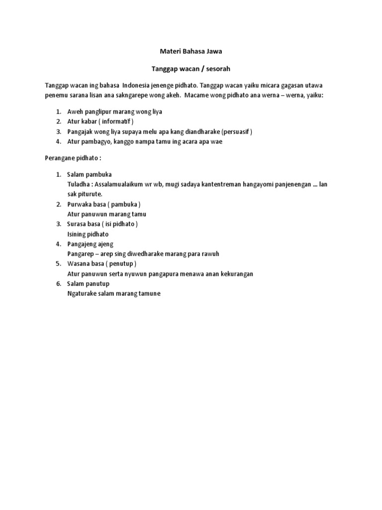Materi Bahasa Jawa 1 Pdf