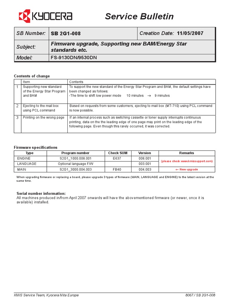 Firmware Upgrade for FS-9130DN/9530DN | PDF