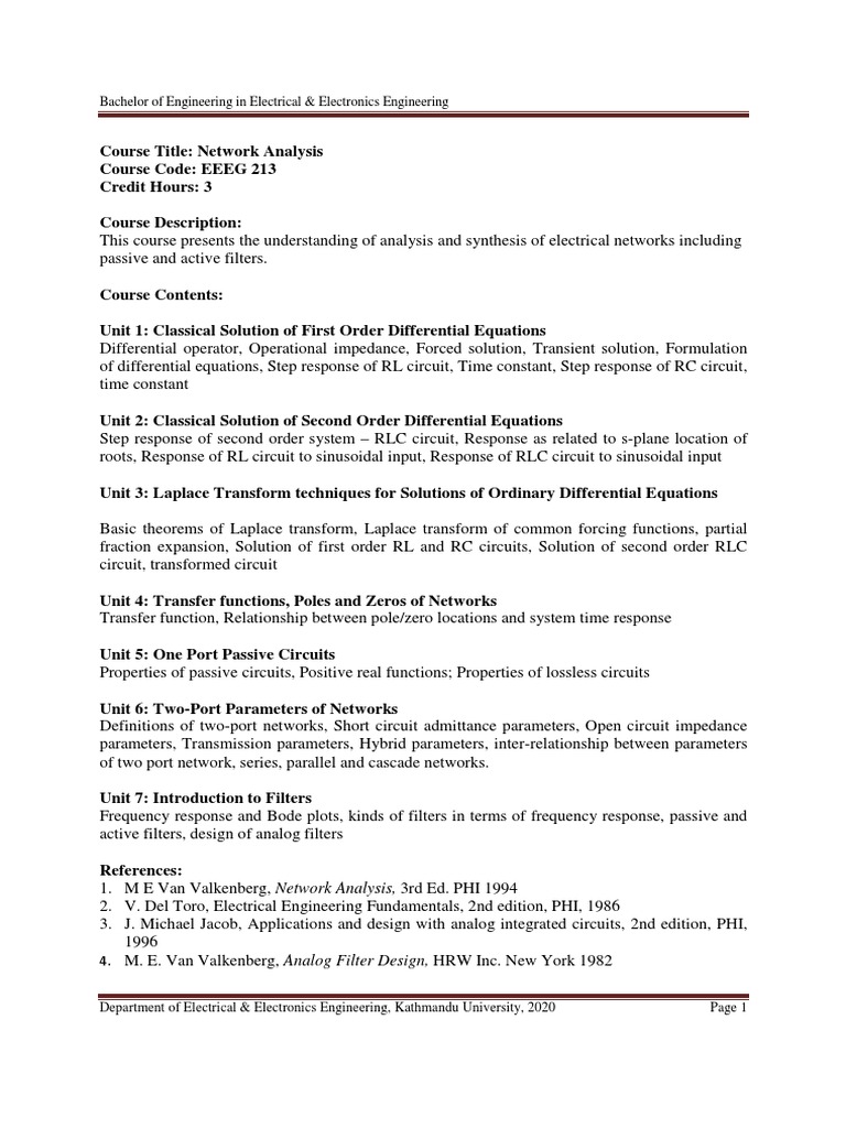 Bachelor of Engineering in Electrical & Electronics Engineering | PDF