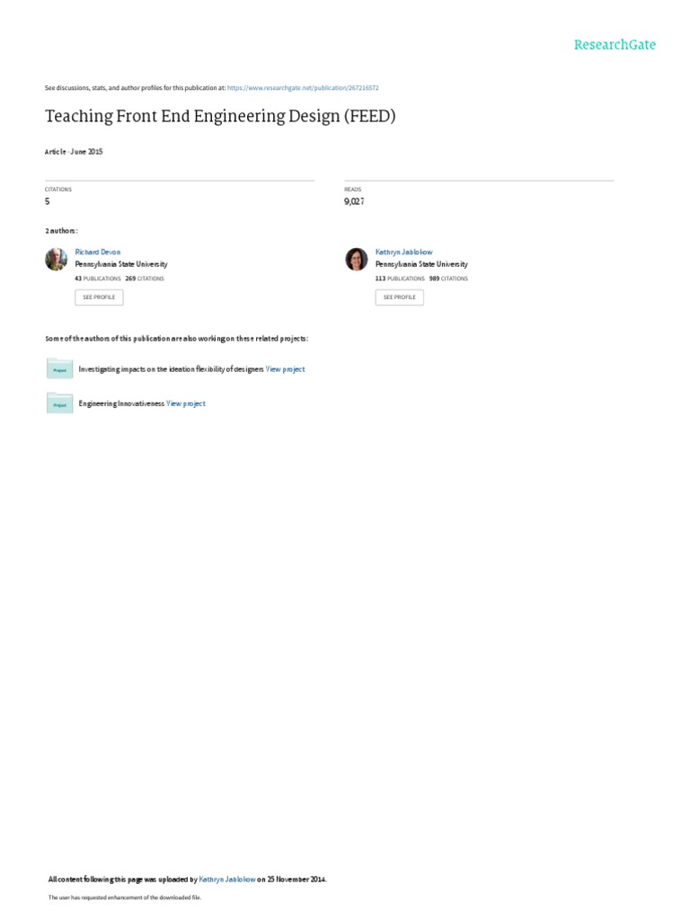Teaching Front End Engineering Design | PDF | Engineering Design ...