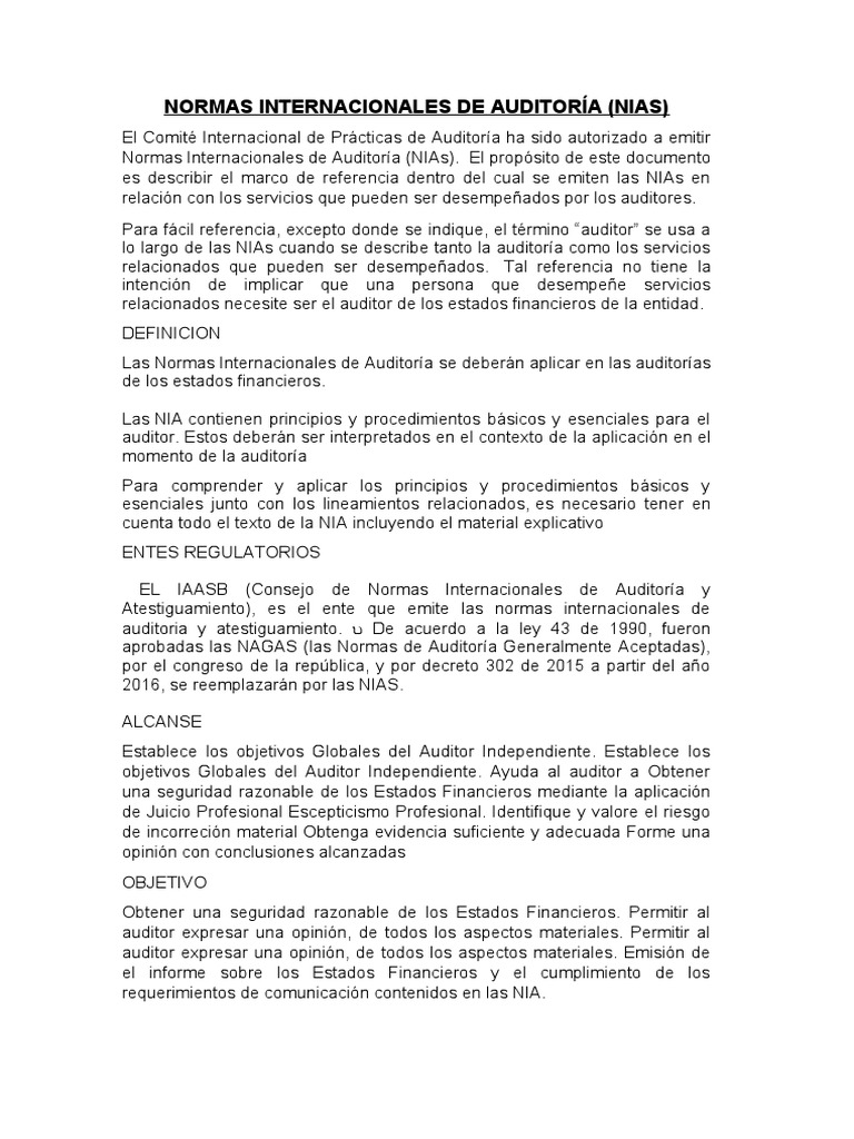 Normas Internacionales de Auditoría | PDF | Auditoría | Contralor