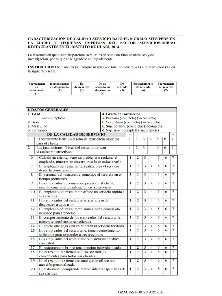 Serverfp Modelo Encuesta | PDF | La satisfacción del cliente | Conceptos  psicologicos