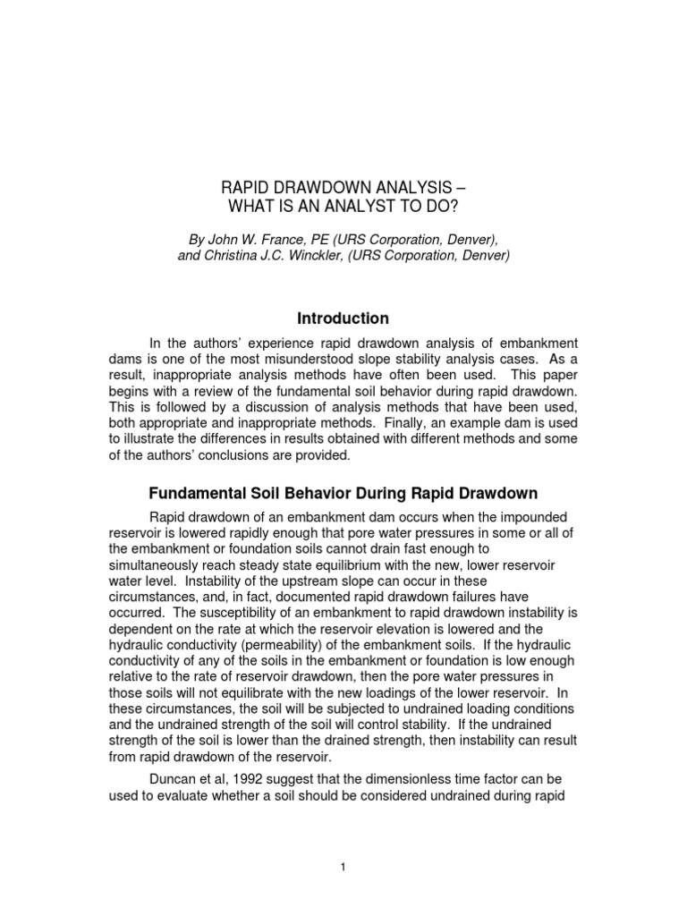 Rapid Drawdown Analysis in Geotechnics | PDF | Soil Mechanics ...
