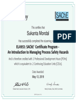 SAChE Certificate 4 - Introduction To Managing Process Safety Hazards